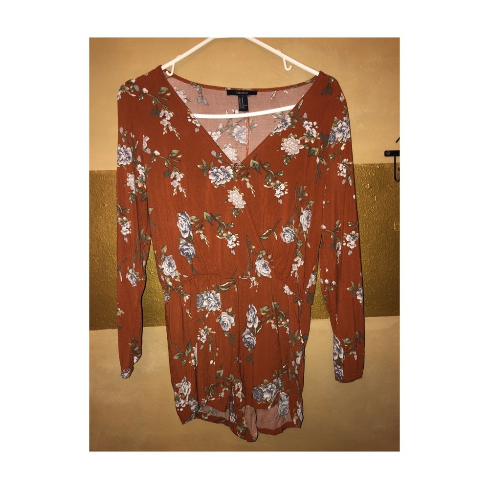 Orange floral romper